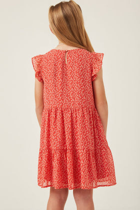 Girls Ditsy Floral Ruffle Tank Dress