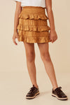 Girls Shimmery Ruffle Tiered Smocked Waist Skirt