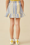 Girls Asymmetric Ruffle Ribbon Tie Striped Skirt