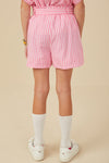 Girls Self Belted Stripe Shorts