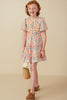 Girls Ditsy Floral Ruffle Tiered Button Dress