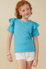 Girls Marled Ruffled Sleeve Textured Knit Top