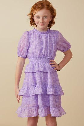 Girls Waterfall Ruffled Chiffon Dress