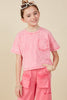 Girls Washed Raw Edge Detail Pocket T Shirt