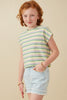 Girls Engineered Stripe Textured Knit Boxy Tee