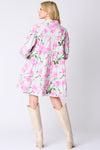 Floral Printed Button Down Shirt Mini Dress