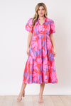 Split Neck Tiered Dress