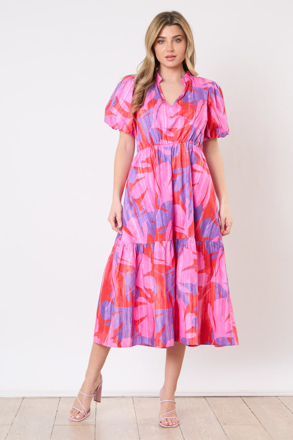 Split Neck Tiered Dress