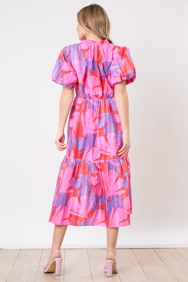 Split Neck Tiered Dress