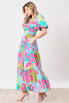 Poplin Floral Print Tiered Midi Dress