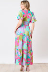 Poplin Floral Print Tiered Midi Dress
