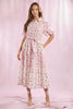 Mixed Stripe & Floral Bubble Hem Midi Dress