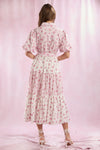 Mixed Stripe & Floral Bubble Hem Midi Dress