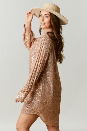 SEQUINS SHIRT DRESS