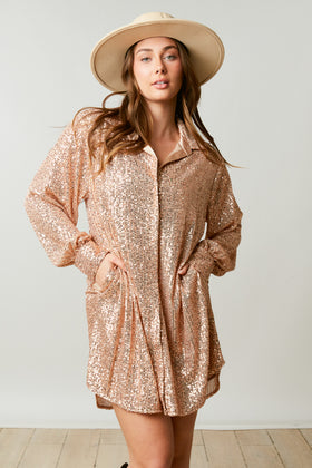 SEQUINS SHIRT DRESS