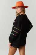 SEQUINCED MULTI COLOR STRIPED TOP LS W/SEQUIN TIGER HEAD