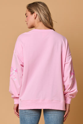 French Terry Pull Over with Sequins Bows