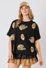 Football/Helmet Sequins Short Sleeve Top