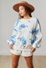 Tiger Sequins LS French Terry Crew Neck Loose Fit Pullover