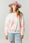 Tiger Sequins LS French Terry Crew Neck Loose Fit Pullover