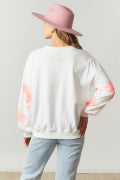 Tiger Sequins LS French Terry Crew Neck Loose Fit Pullover