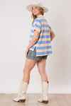 Bold Stripe Collar Short Sleeve Top