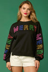 Loose Fit Long Sleeve Top W/Merry Merry Merry