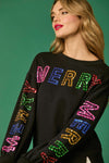 Loose Fit Long Sleeve Top W/Merry Merry Merry