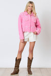 Corduroy Pearl Bow Embellished Cropped Jacket