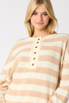 Poly Stripe Loose Fit Oversized Sweater