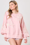 TERRY RIBBON THREAD EMBO. OVERSIZED SWEATSHIRTS