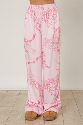 Cheetah Print Satin Pajama Pants