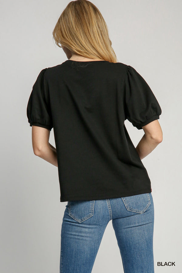 French Terry Round Neck Top