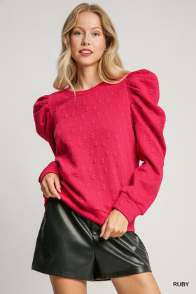 JACQUARD ROUND NECK TOP