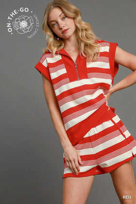 Textured Knit Striped Shorts