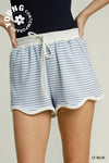Textured Knit Shorts with Scalloped Hemline