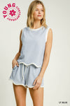 Textured Knit Top with Scalloped Hemline
