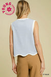 Textured Knit Top with Scalloped Hemline