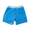 PRODOH Boogie Board Swim Trunk in Fish Print on Marina Blue