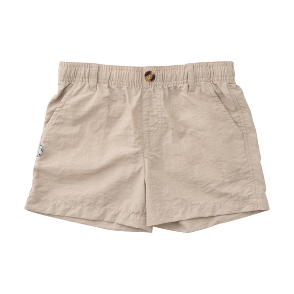 Boy's Outrigger Performance Short in Classic Ancient Scroll Khaki