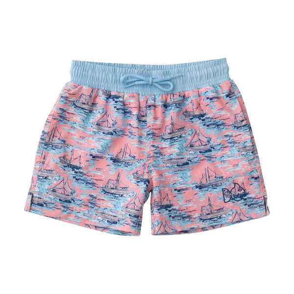 Boys' Boogie Board Swim Trunk in Shrimp Boat Print