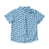 Boys' Short Sleeve Fishing Shirt in Fish Print on Clear Sky Blue