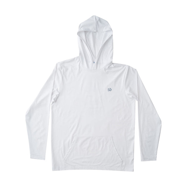 Mens Long Sleeve Pro Performance Fishing Hoodie T-shirt in Bright White