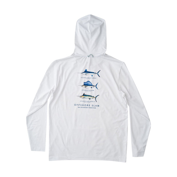 Mens Long Sleeve Pro Performance Fishing Hoodie T-shirt in Bright White