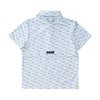 Boys Short Sleeve Pro Performance Polo in Fish Print on White