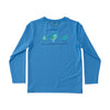 Kids Pro Performance Long Sleeve Fishing T-shirt in Marina Blue Sea Turtles