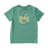 Kids Pro Performance Short Sleeve Fishing T-shirt in Green Spruce Boy and his Lab Puppy