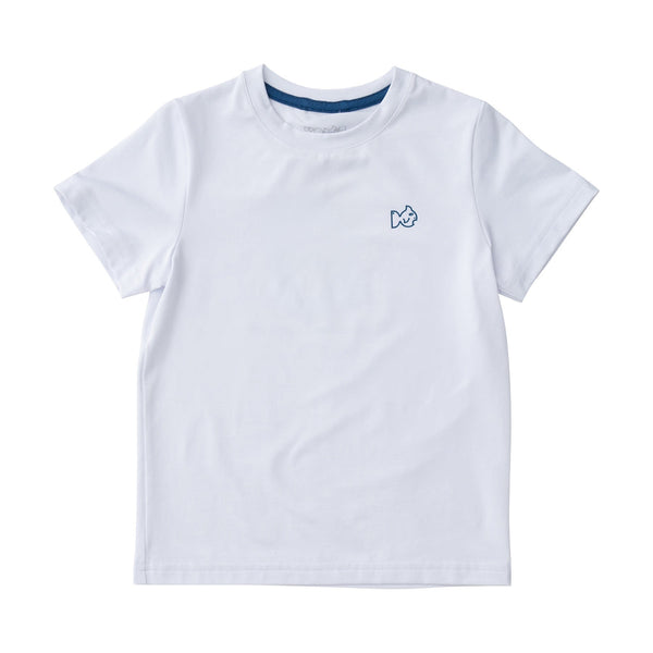 Kids Pro Performance Short Sleeve Fishing T-shirt in Bright White with Mahi Catch of the Day