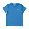 Kids Pro Performance Short Sleeve Fishing T-shirt in Marina Blue with Father Son Fishing Boat