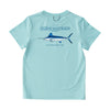 Kids Pro Performance Short Sleeve Fishing T-shirt in Waterspout Blue with White Marlin Fish